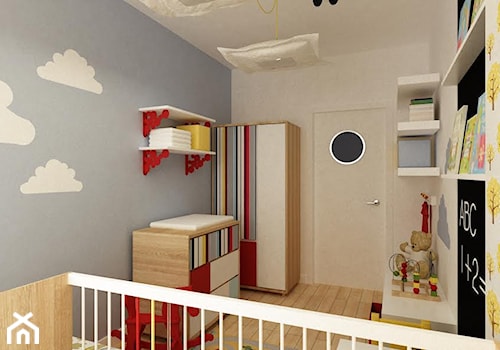 pokój dziecięcy - Średni biały niebieski pokój dziecka dla dziecka dla chłopca dla dziewczynki, styl skandynawski - zdjęcie od Grafika i Projekt architektura wnętrz