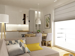 mieszkanie na wawrze 54m2 - Mała biała jadalnia w kuchni, styl skandynawski - zdjęcie od Grafika i Projekt architektura wnętrz