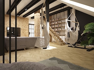 dom 300m2 szaro beż - Salon, styl industrialny - zdjęcie od Grafika i Projekt architektura wnętrz