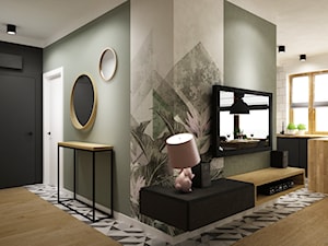 mieszkanie 70m2 z dekorem brudnego różu,zieleni i czerni - Hol / przedpokój, styl nowoczesny - zdjęcie od Grafika i Projekt architektura wnętrz