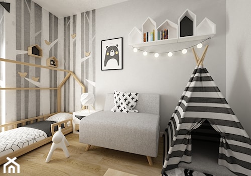 pokój dziecięcy - Średni szary pokój dziecka dla dziecka dla chłopca, styl skandynawski - zdjęcie od Grafika i Projekt architektura wnętrz