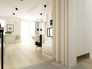 mieszkanie kolor jesion 90m2 - Średni biały hol / przedpokój, styl nowoczesny - zdjęcie od Grafika i Projekt architektura wnętrz