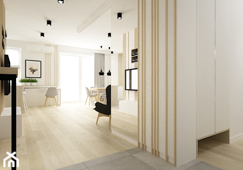 mieszkanie kolor jesion 90m2 - Średni biały hol / przedpokój, styl nowoczesny - zdjęcie od Grafika i Projekt architektura wnętrz