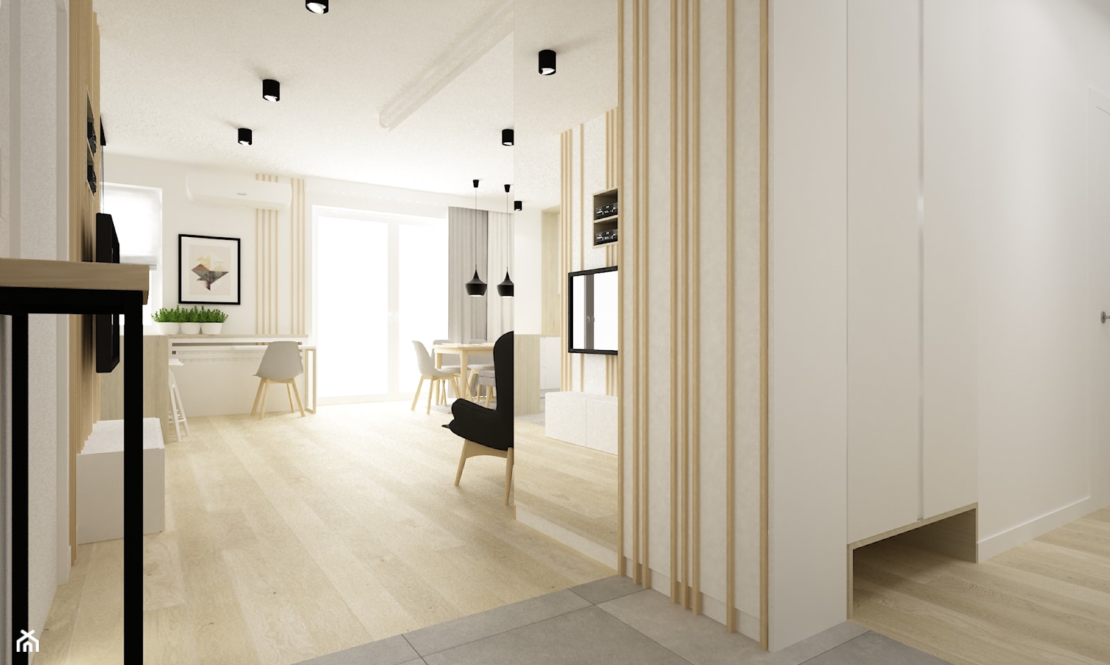 mieszkanie kolor jesion 90m2 - Średni biały hol / przedpokój, styl nowoczesny - zdjęcie od Grafika i Projekt architektura wnętrz - Homebook
