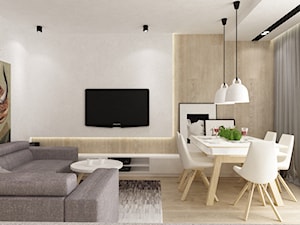 mieszkanie w bieli - Mały biały salon z jadalnią, styl minimalistyczny - zdjęcie od Grafika i Projekt architektura wnętrz
