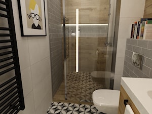 Projekt mieszkania 90m2 ochota - Mała na poddaszu bez okna łazienka, styl skandynawski - zdjęcie od Grafika i Projekt architektura wnętrz