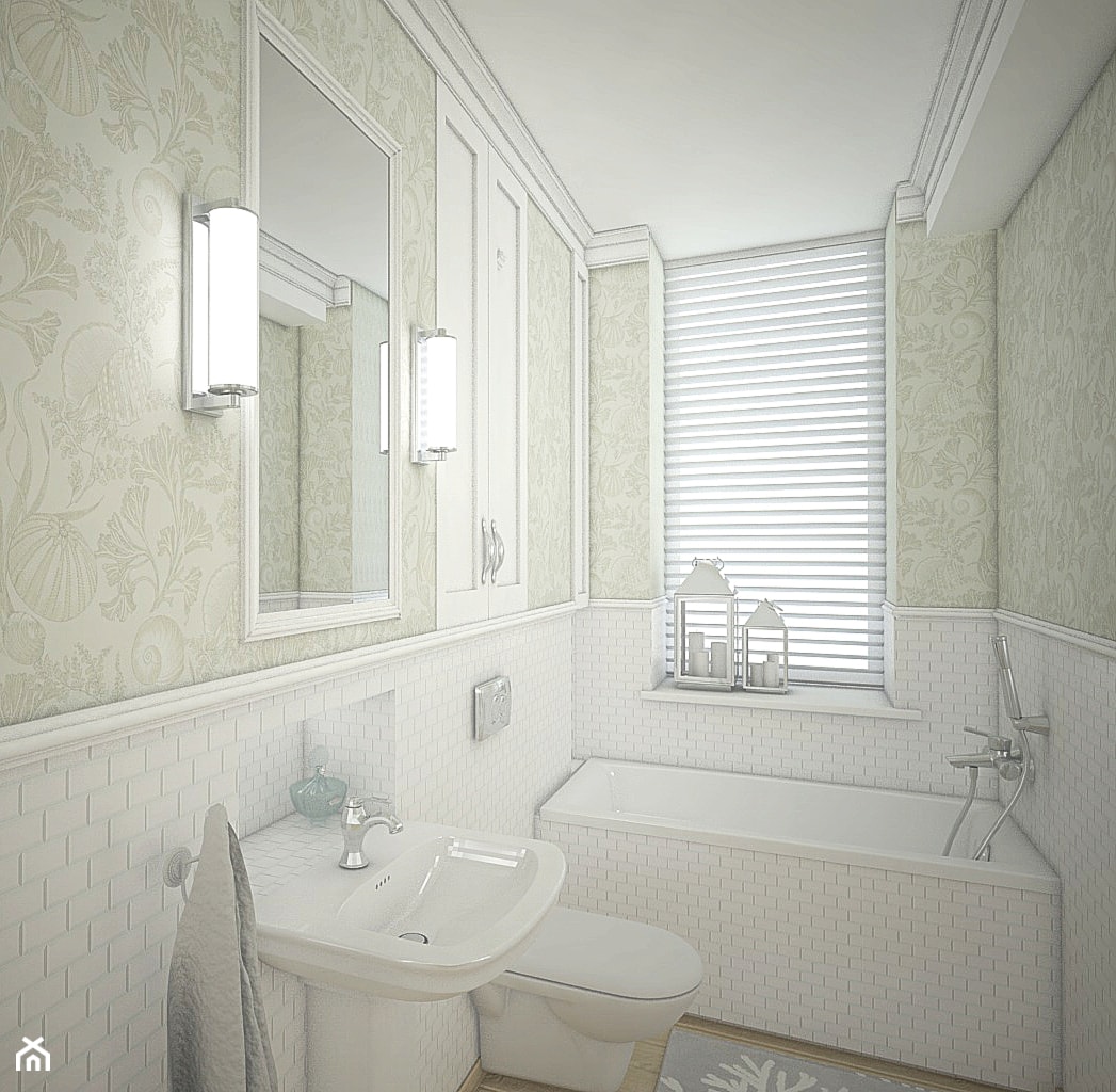 Apartament w Gdyni - Mała łazienka z oknem, styl glamour - zdjęcie od Antracyt - Homebook