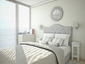 Apartament w Gdyni - Mała szara sypialnia, styl glamour - zdjęcie od Antracyt