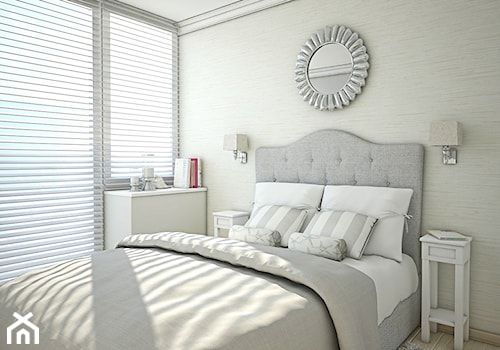 Apartament w Gdyni - Mała szara sypialnia, styl glamour - zdjęcie od Antracyt