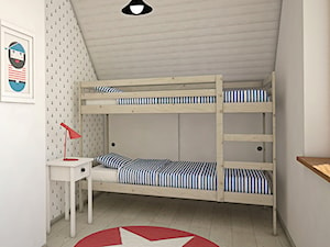 Dom na Mazurach - Mały szary pokój dziecka dla dziecka dla nastolatka dla chłopca dla dziewczynki dla rodzeństwa, styl skandynawski - zdjęcie od Antracyt