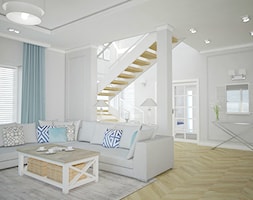 Dom pod Warszawą - Średni biały salon z antresolą, styl glamour - zdjęcie od Antracyt - Homebook