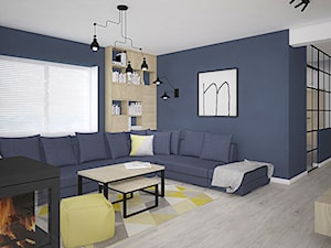 Kolor w domu - Duży niebieski salon, styl skandynawski - zdjęcie od Antracyt
