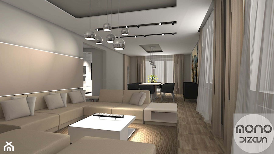 Aranżacja wnętrz mieszkania 123m2 - Salon, styl nowoczesny - zdjęcie od MONOdizajn Architektura i Wnętrza