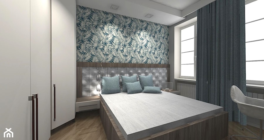 Mieszkanie w Kamienicy - Średnia szara zielona z biurkiem sypialnia, styl vintage - zdjęcie od MONOdizajn Architektura i Wnętrza
