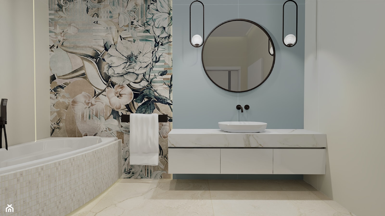 Nowoczesna łazienka w pastelowej kolorystyce - zdjęcie od MONOdizajn Architektura i Wnętrza - Homebook