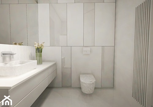 Białe wnętrze - Mała bez okna z lustrem łazienka, styl minimalistyczny - zdjęcie od MONOdizajn Architektura i Wnętrza