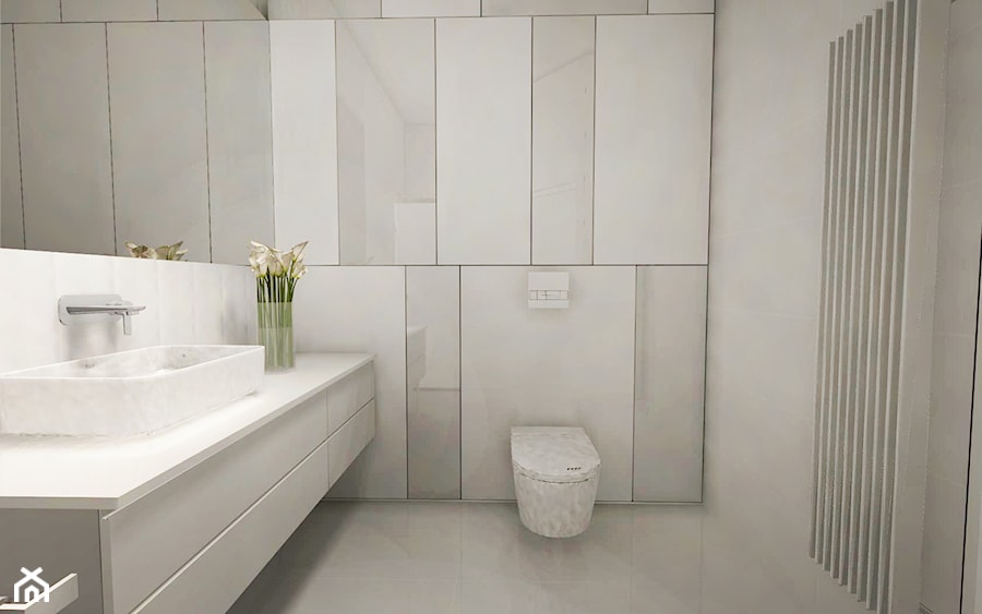 Białe wnętrze - Mała bez okna z lustrem łazienka, styl minimalistyczny - zdjęcie od MONOdizajn Architektura i Wnętrza