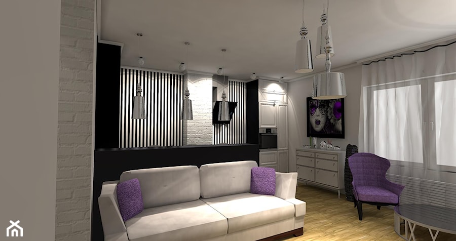 Mieszkanie 52m2 dla Singielki - Salon, styl glamour - zdjęcie od MONOdizajn Architektura i Wnętrza
