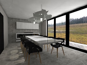 Rezydencja pod Warszawą - Duża biała jadalnia w kuchni jako osobne pomieszczenie - zdjęcie od MONOdizajn Architektura i Wnętrza