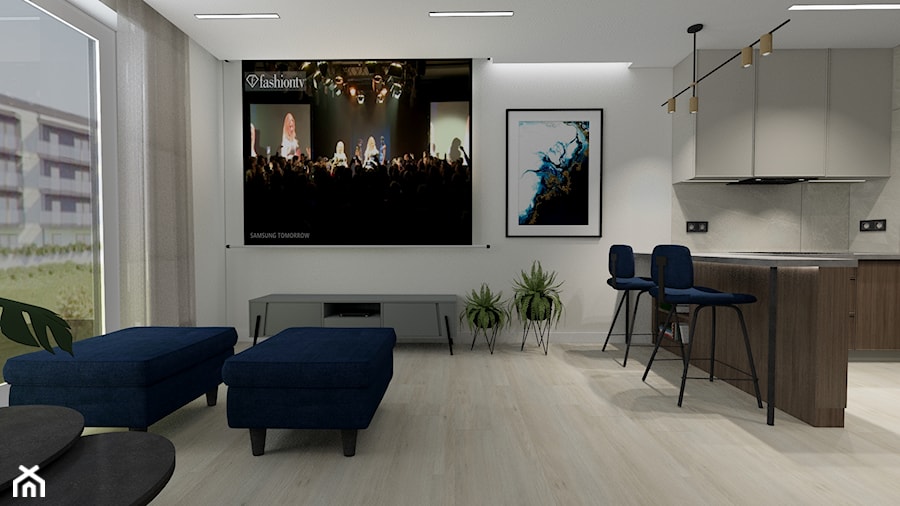 Salon z rzutnikiem - zdjęcie od MONOdizajn Architektura i Wnętrza