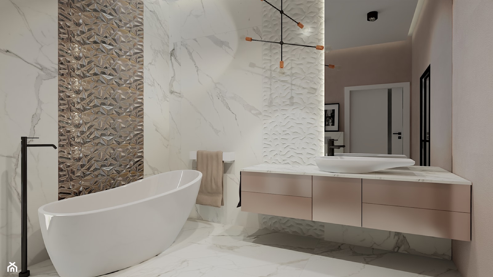 Nowoczesna łazienka glamour - zdjęcie od MONOdizajn Architektura i Wnętrza - Homebook
