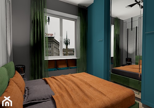 Kawalerka w kamienicy - Średnia czarna szara sypialnia, styl vintage - zdjęcie od MONOdizajn Architektura i Wnętrza