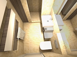 Mieszkanie w Kamienicy - Mała na poddaszu bez okna z lustrem łazienka, styl nowoczesny - zdjęcie od MONOdizajn Architektura i Wnętrza