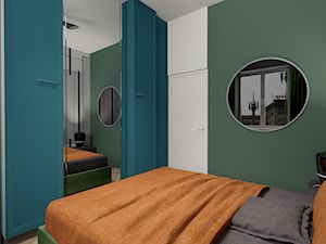 Kawalerka w kamienicy - Mała biała szara zielona sypialnia, styl vintage - zdjęcie od MONOdizajn Architektura i Wnętrza