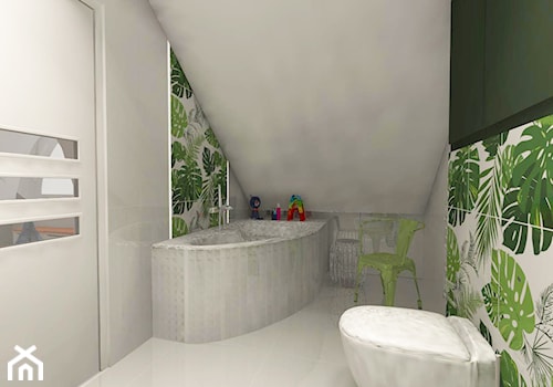Białe wnętrze - Średnia na poddaszu bez okna łazienka, styl nowoczesny - zdjęcie od MONOdizajn Architektura i Wnętrza
