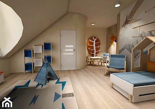 Białe wnętrze - Duży beżowy pokój dziecka dla dziecka dla chłopca dla dziewczynki, styl skandynawski - zdjęcie od MONOdizajn Architektura i Wnętrza