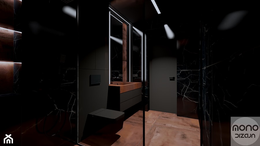 Ciemna łazienka bez okna - zdjęcie od MONOdizajn Architektura i Wnętrza