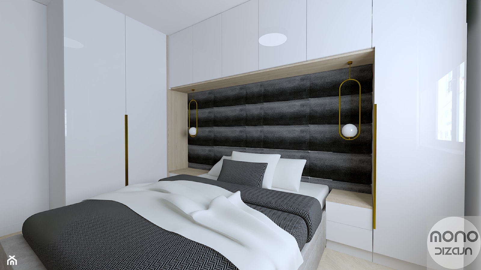 Mała sypialnia z zabudową dookoła łóżka - zdjęcie od MONOdizajn Architektura i Wnętrza - Homebook