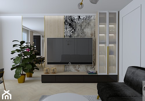 Salon, ścianka TV, modern classic - zdjęcie od MONOdizajn Architektura i Wnętrza