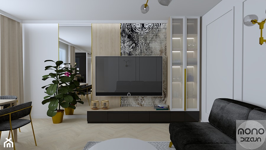 Salon, ścianka TV, modern classic - zdjęcie od MONOdizajn Architektura i Wnętrza