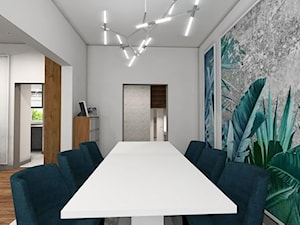 Nowoczesna klasyka - Średnia biała zielona jadalnia jako osobne pomieszczenie, styl glamour - zdjęcie od MONOdizajn Architektura i Wnętrza
