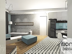 Mieszkanie w Kamienicy - Średni szary salon z kuchnią z jadalnią, styl vintage - zdjęcie od MONOdizajn Architektura i Wnętrza