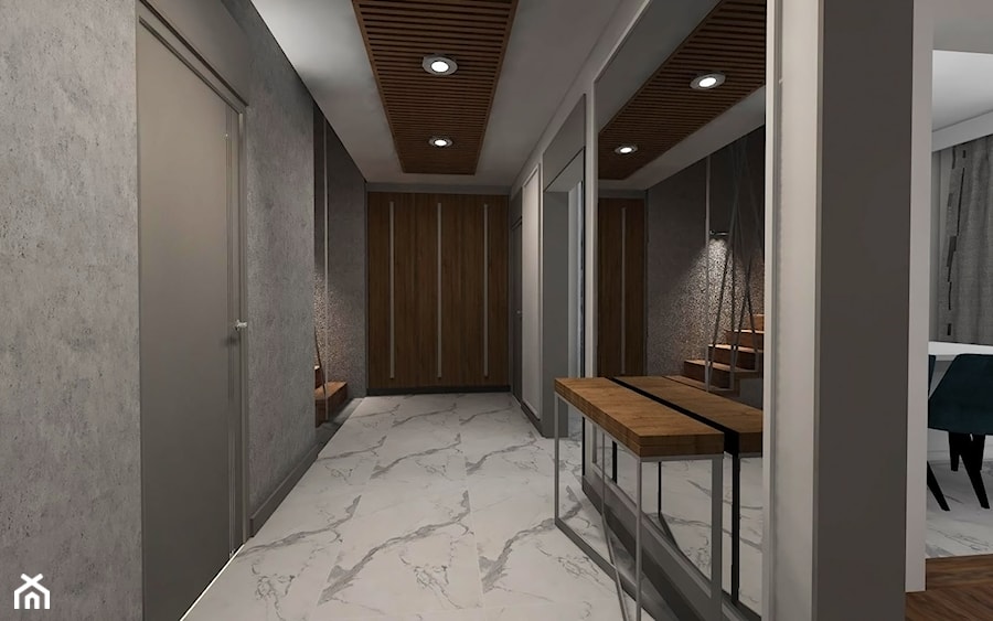 Nowoczesna klasyka - Średni biały szary z marmurem na podłodze hol / przedpokój, styl nowoczesny - zdjęcie od MONOdizajn Architektura i Wnętrza