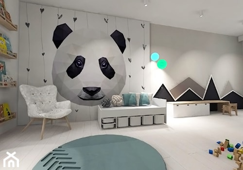 Białe wnętrze - Duży szary pokój dziecka dla dziecka dla chłopca dla dziewczynki, styl skandynawski - zdjęcie od MONOdizajn Architektura i Wnętrza