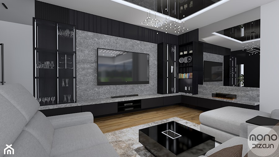 Ścianka TV wraz z biokominkiem - zdjęcie od MONOdizajn Architektura i Wnętrza