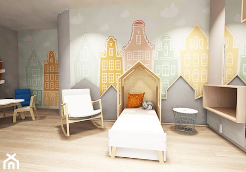 Białe wnętrze - Średni szary pokój dziecka dla dziecka dla chłopca dla dziewczynki, styl nowoczesny - zdjęcie od MONOdizajn Architektura i Wnętrza
