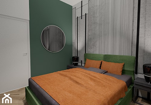 Kawalerka w kamienicy - Średnia szara zielona z biurkiem sypialnia, styl vintage - zdjęcie od MONOdizajn Architektura i Wnętrza