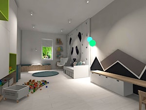 Białe wnętrze - Duży czarny szary pokój dziecka dla dziecka dla chłopca dla dziewczynki, styl nowoczesny - zdjęcie od MONOdizajn Architektura i Wnętrza