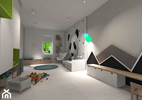 Białe wnętrze - Duży czarny szary pokój dziecka dla dziecka dla chłopca dla dziewczynki, styl nowoczesny - zdjęcie od MONOdizajn Architektura i Wnętrza