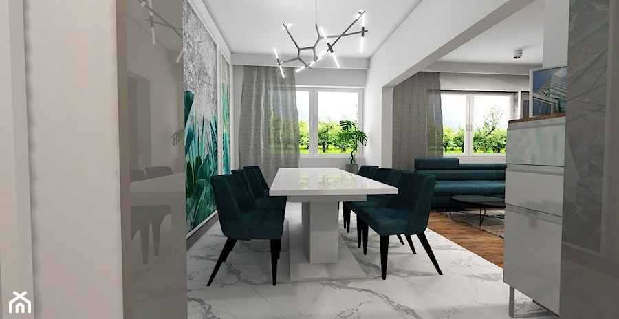 Nowoczesna klasyka - Średnia biała jadalnia jako osobne pomieszczenie, styl nowoczesny - zdjęcie od MONOdizajn Architektura i Wnętrza