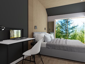 Ciemna sypialnia + lamele - zdjęcie od MONOdizajn Architektura i Wnętrza