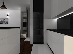 dwupokojowe mieszkanie w szarościach - Kuchnia, styl nowoczesny - zdjęcie od noomo studio architektury