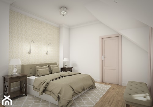 Dom pod Warszawą - "New York Style" - Duża biała sypialnia na poddaszu, styl tradycyjny - zdjęcie od noomo studio architektury