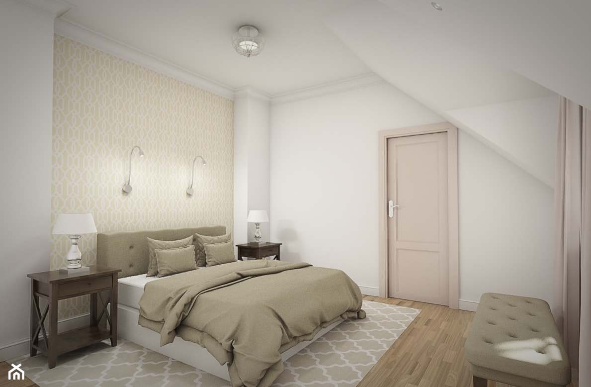 Dom pod Warszawą - "New York Style" - Duża biała sypialnia na poddaszu, styl tradycyjny - zdjęcie od noomo studio architektury - Homebook