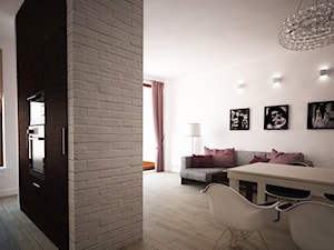 salony z ceglanymi ścianami - Salon, styl glamour - zdjęcie od noomo studio architektury
