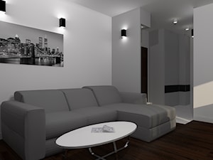 dwupokojowe mieszkanie w szarościach - Salon, styl nowoczesny - zdjęcie od noomo studio architektury